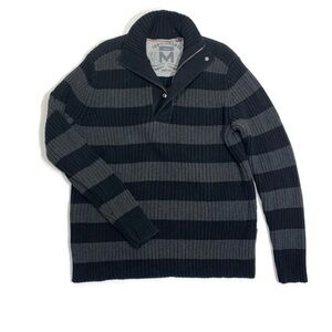 Mexx Sweater Men's Black and Gray Quarter Zip-Up Cotton
